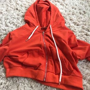 Cropped Redorange Zip-Up Hoodie